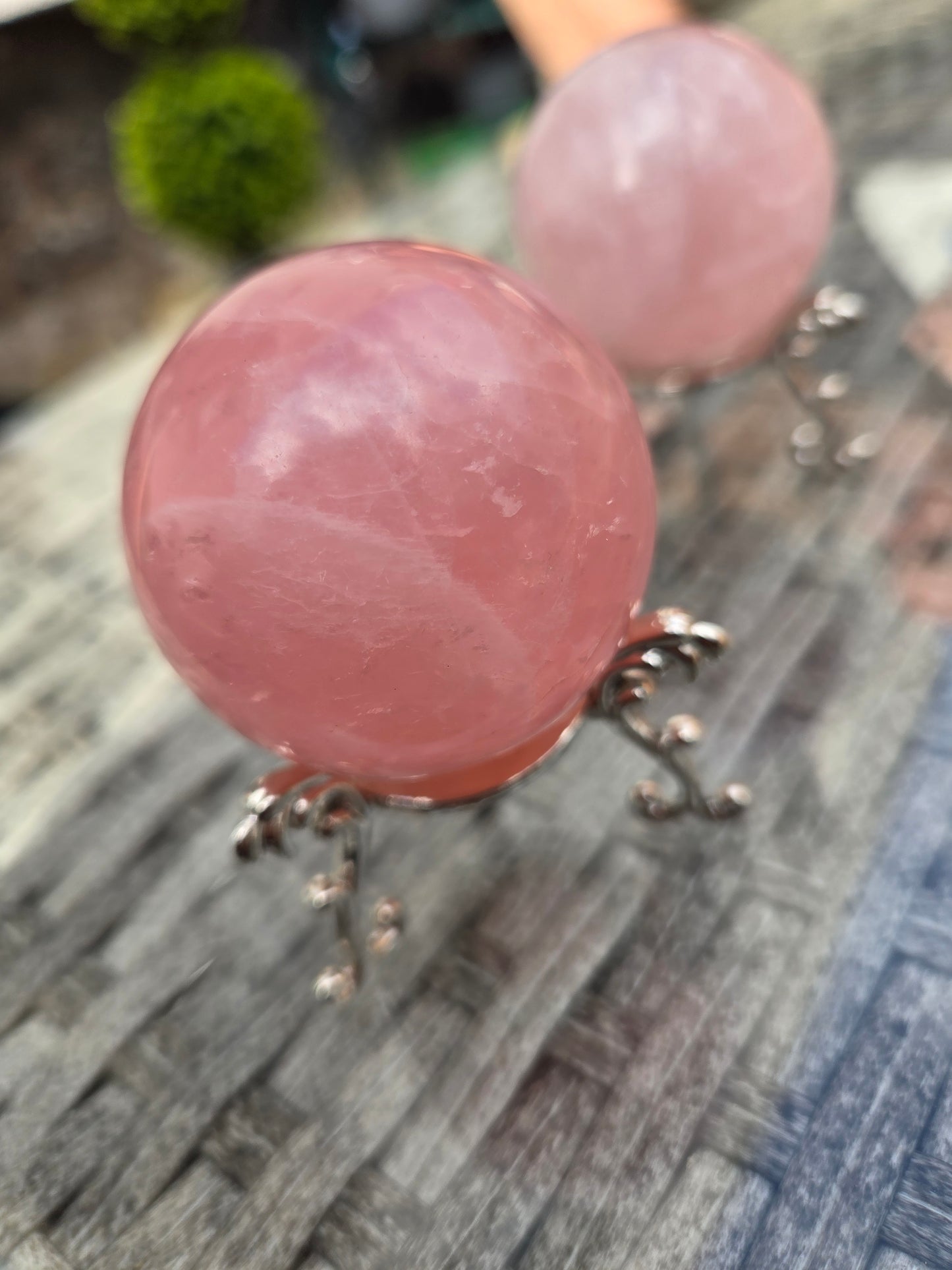 Rose quartz spheres