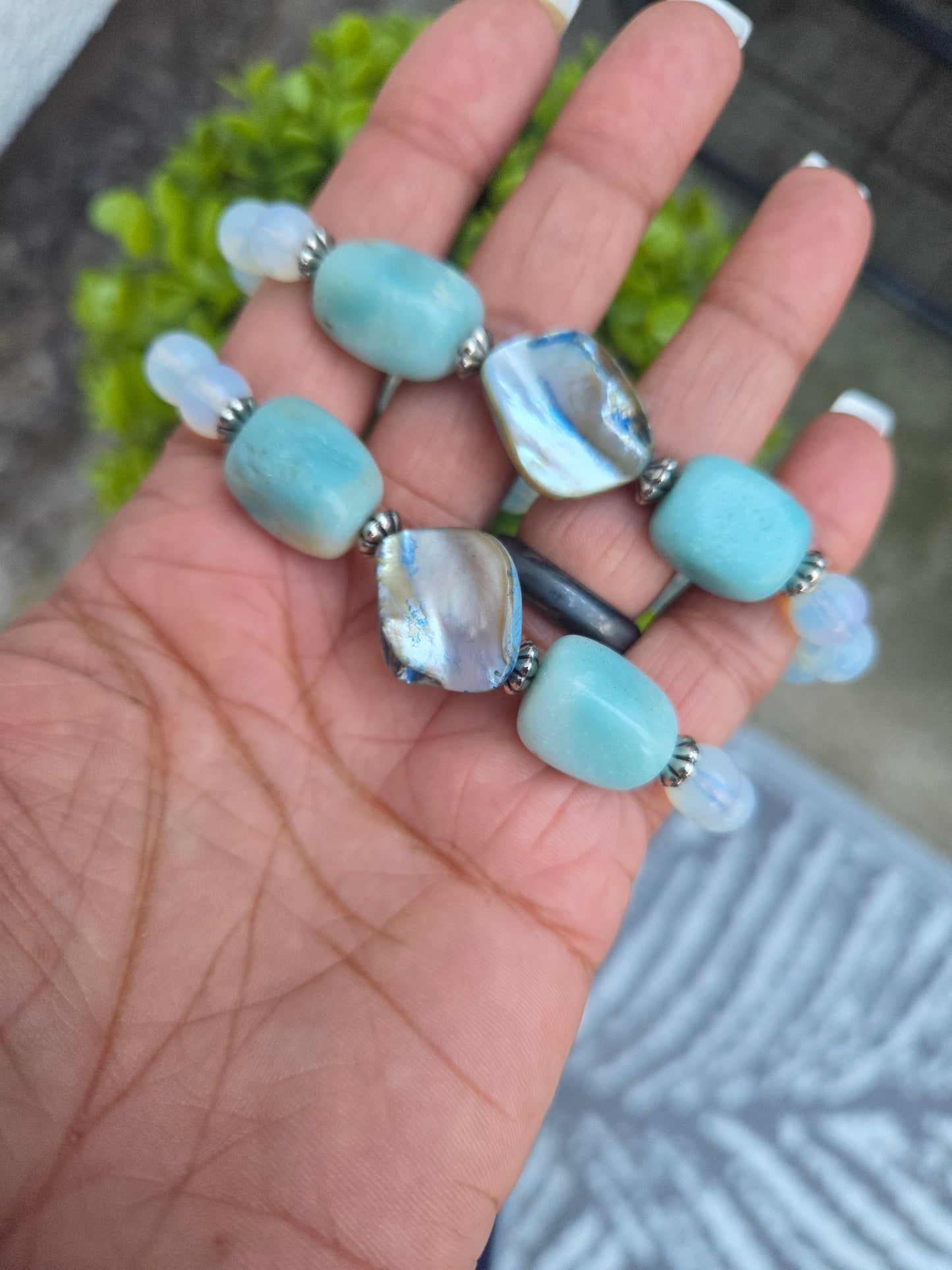Amazonite,Opalite and Mother of pearl