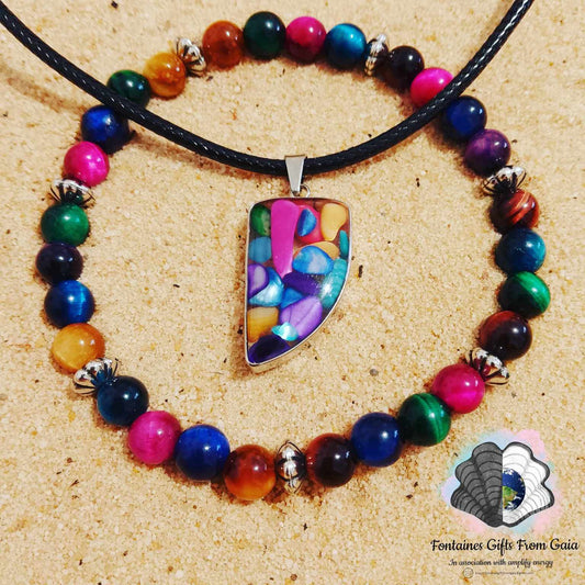 Rainbow Shell Chip Necklace