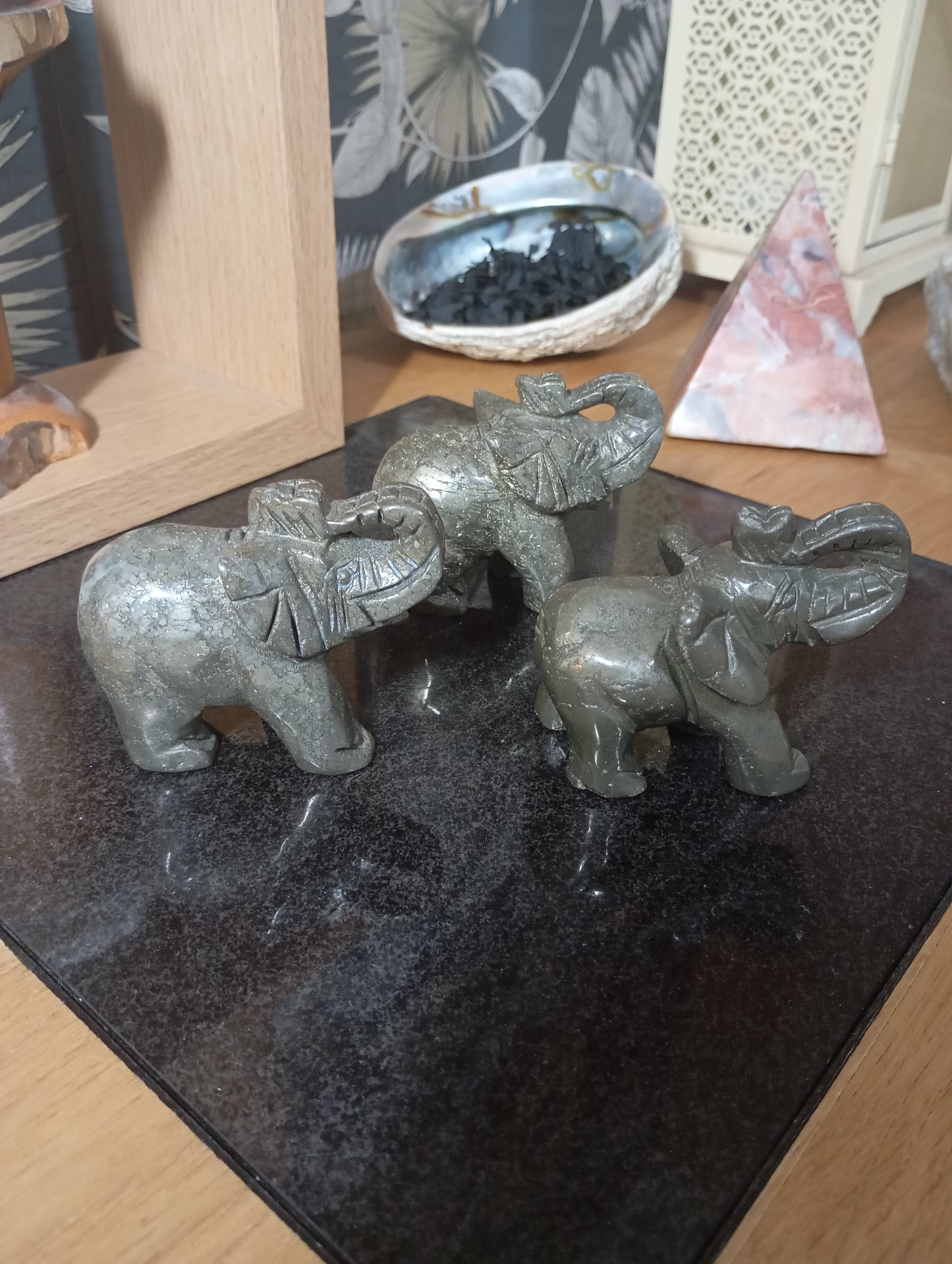 Elephant pyrite carvings