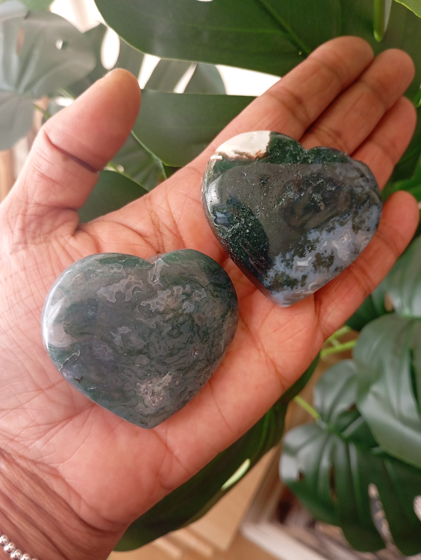 Moss Agate Hearts