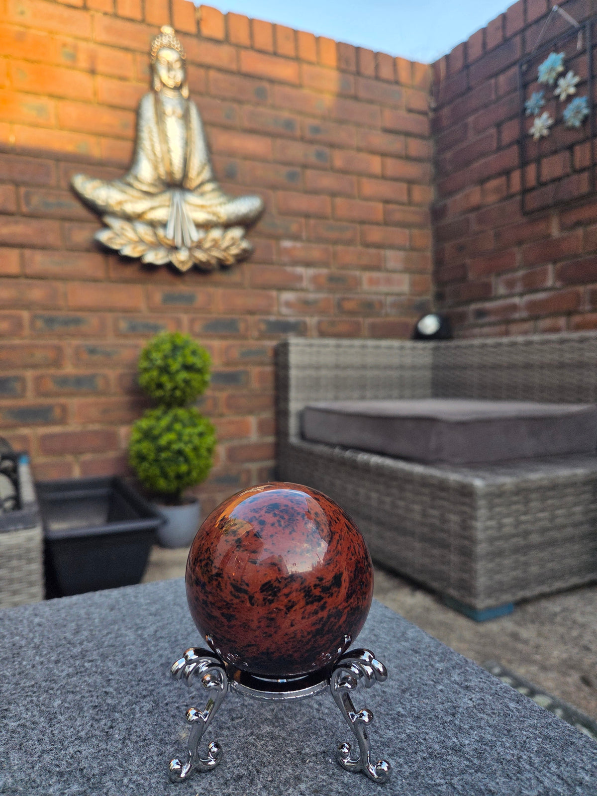 Mahogany Obsidian sphere with stand