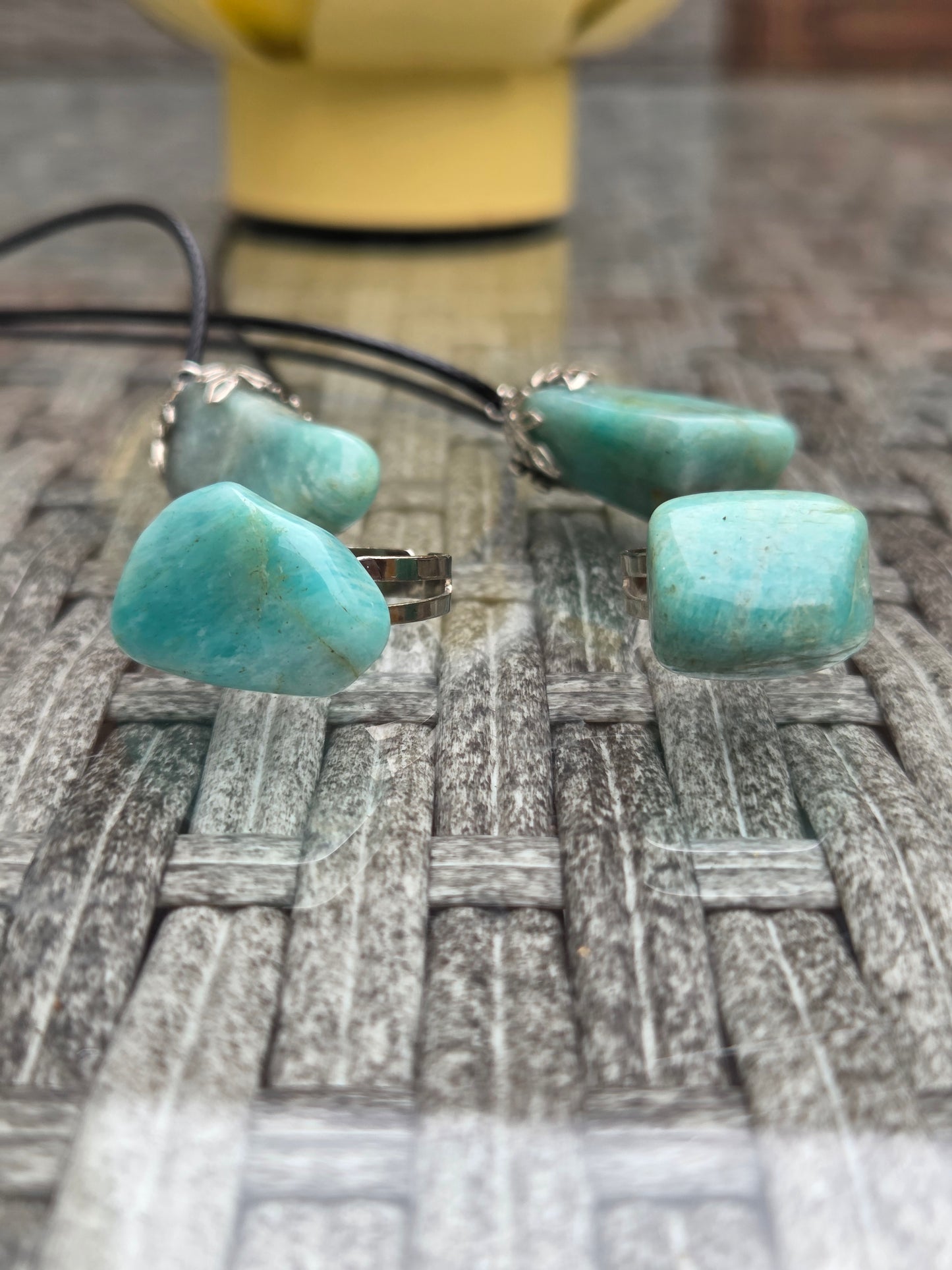 Amazonite necklace and ring.