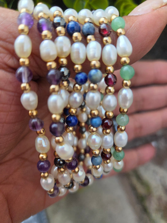 Pearl and Crystal bracelets