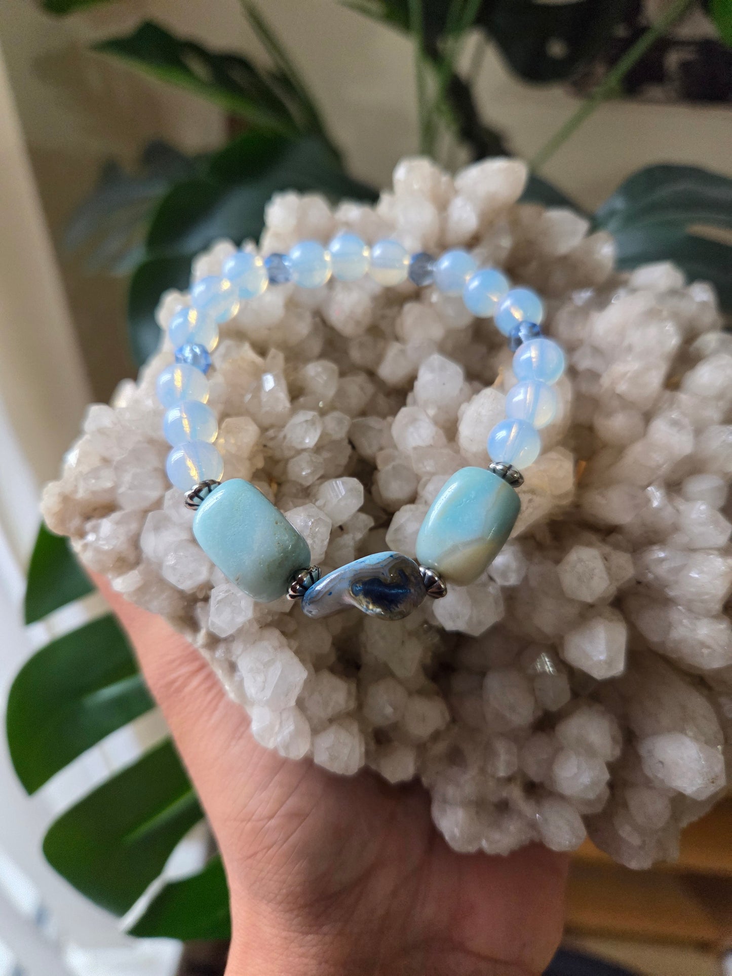 Amazonite,Opalite and Mother of pearl