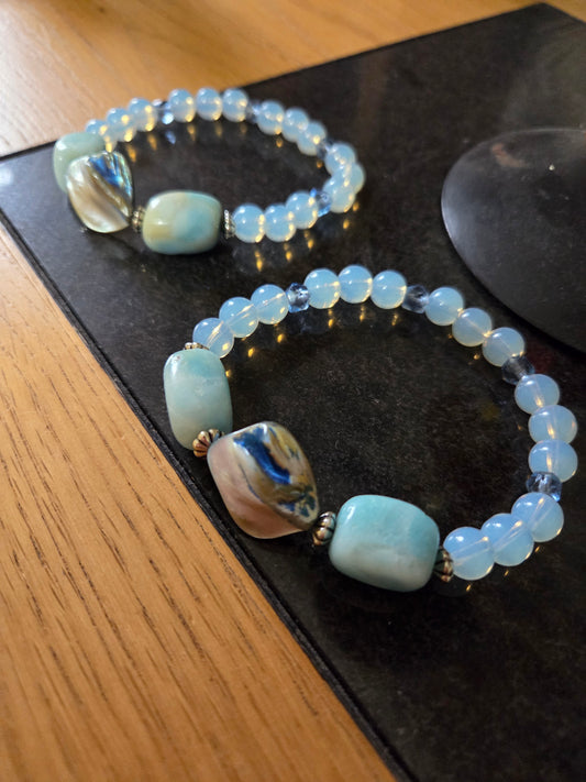 Amazonite,Opalite and Mother of pearl