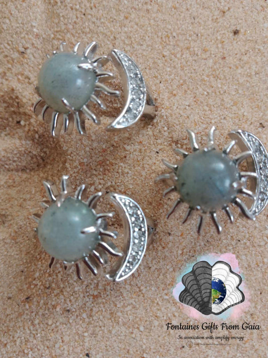 Labradorite Sun and Moon Adjustable Rings