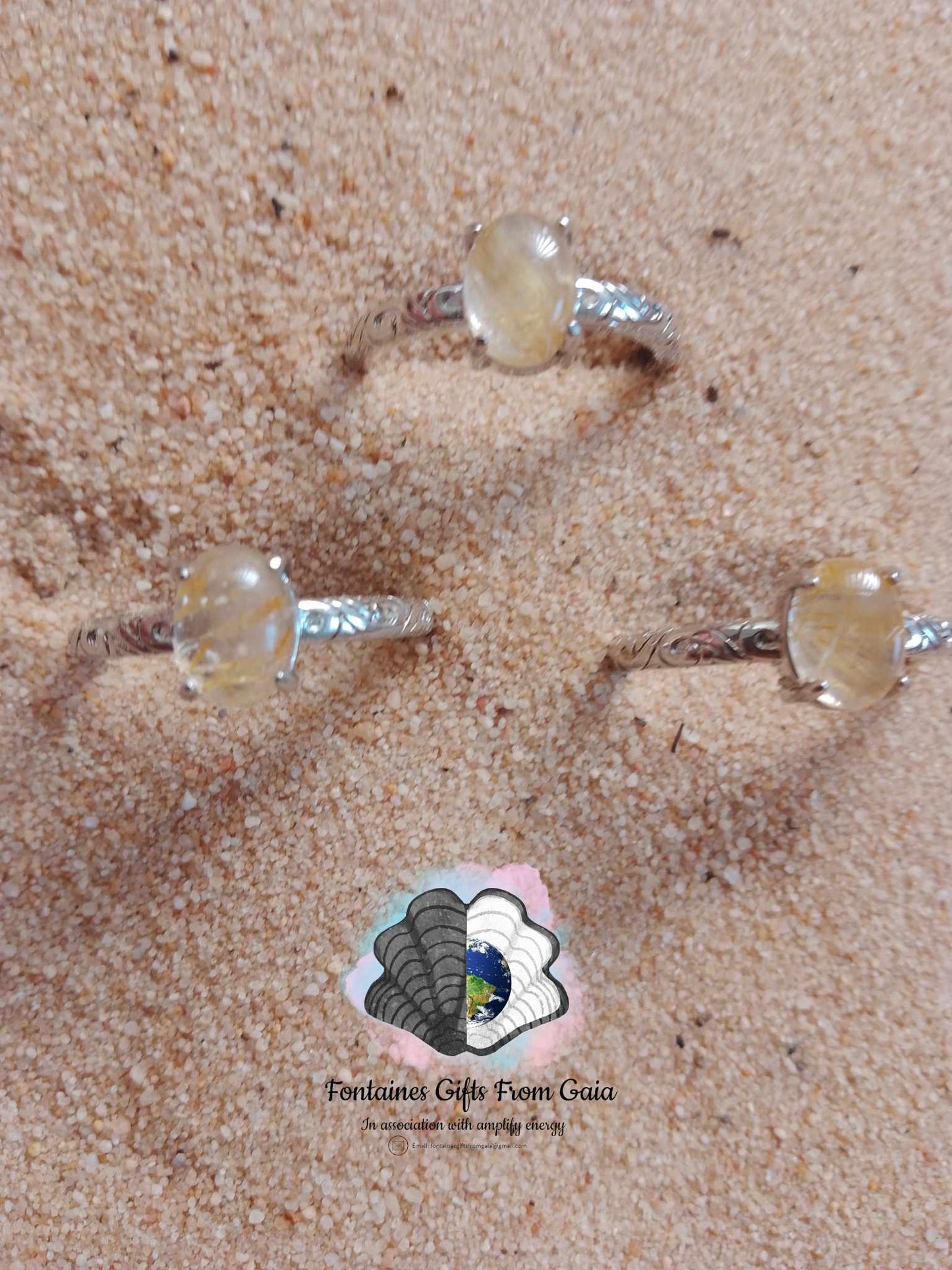 Rutilated Quartz Adjustable Rings