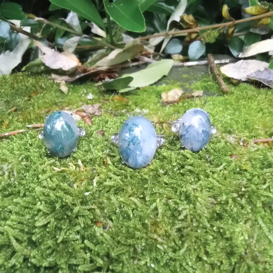 Moss agate rings