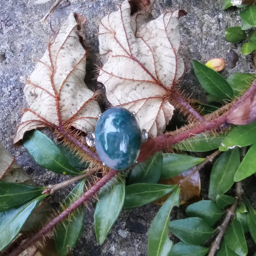 Moss agate rings