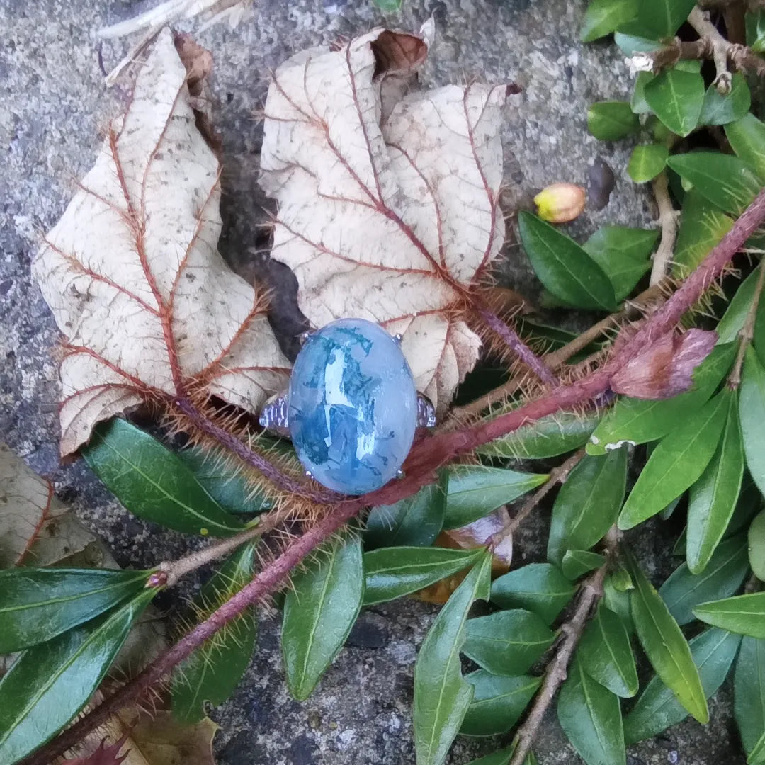 Moss agate rings