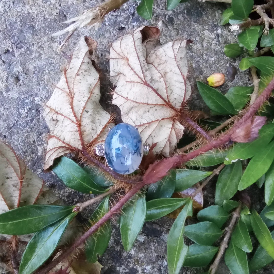 Moss agate rings