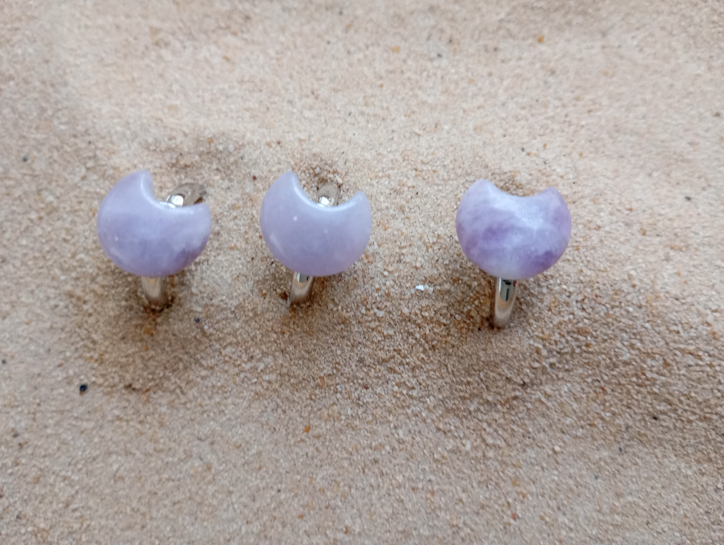 Kunzite Adjustable Moon rings