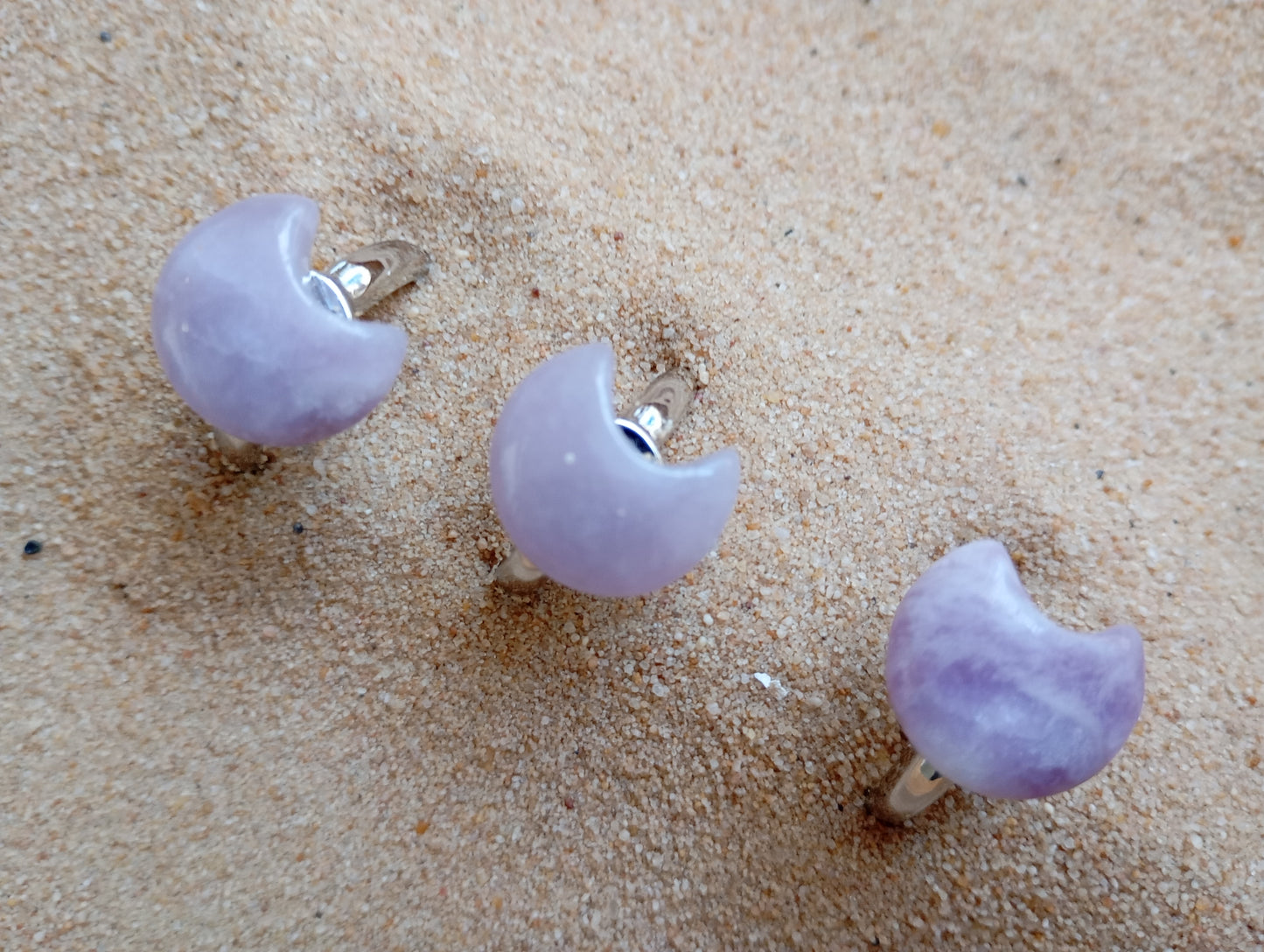 Kunzite Adjustable Moon rings