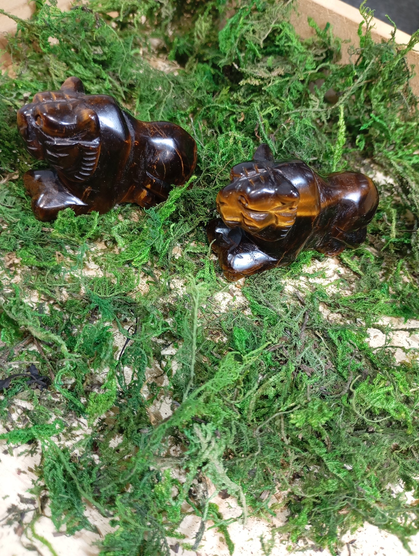 Tigers eye crystal tiger carvings