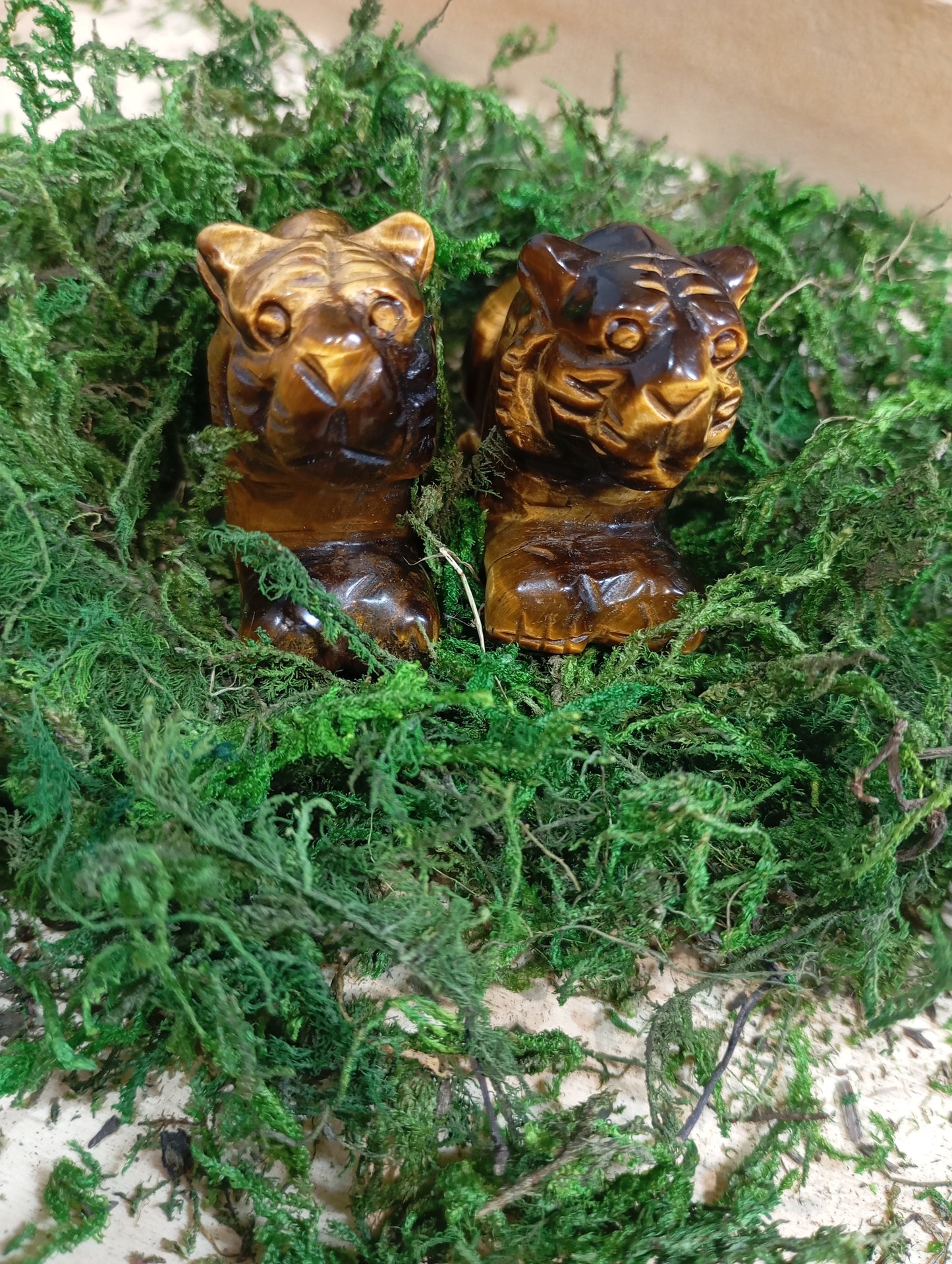 Tigers eye crystal tiger carvings