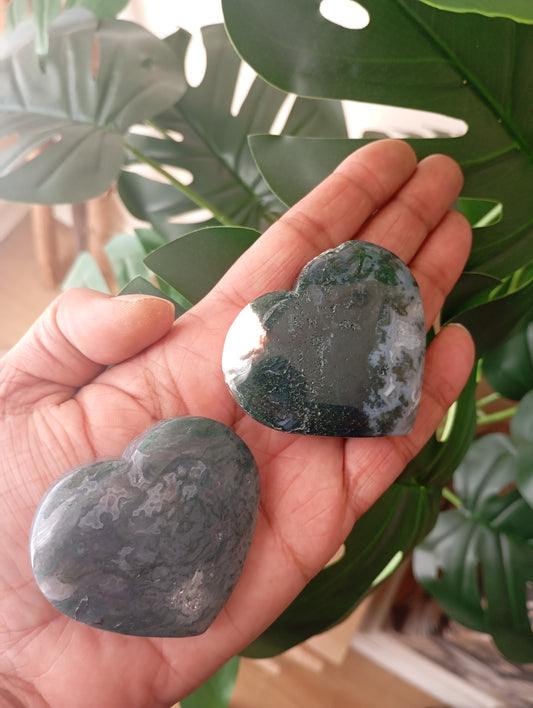 Moss Agate Hearts