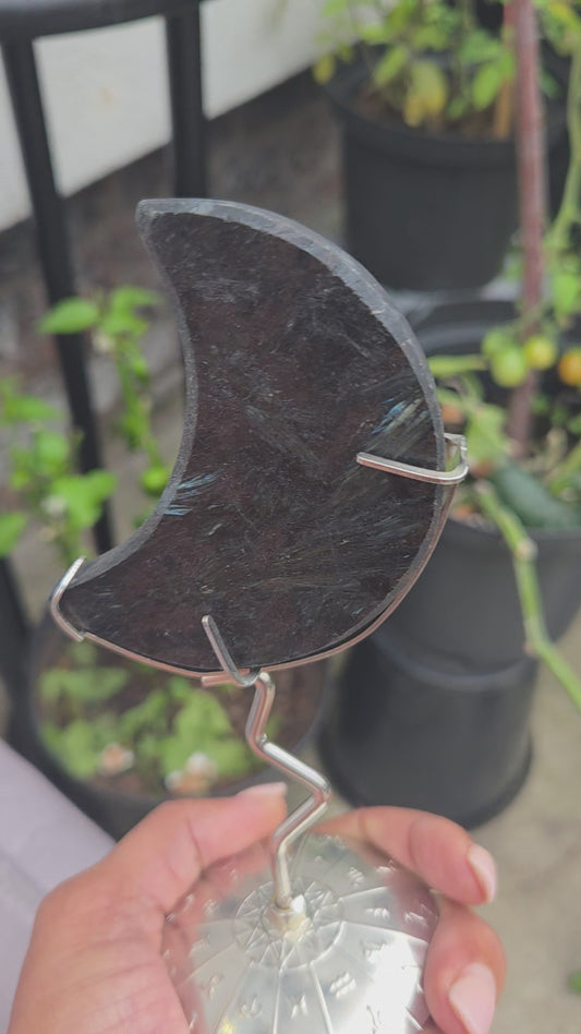 Astrophyllite crescent moon 🌙 with zodiac stand.