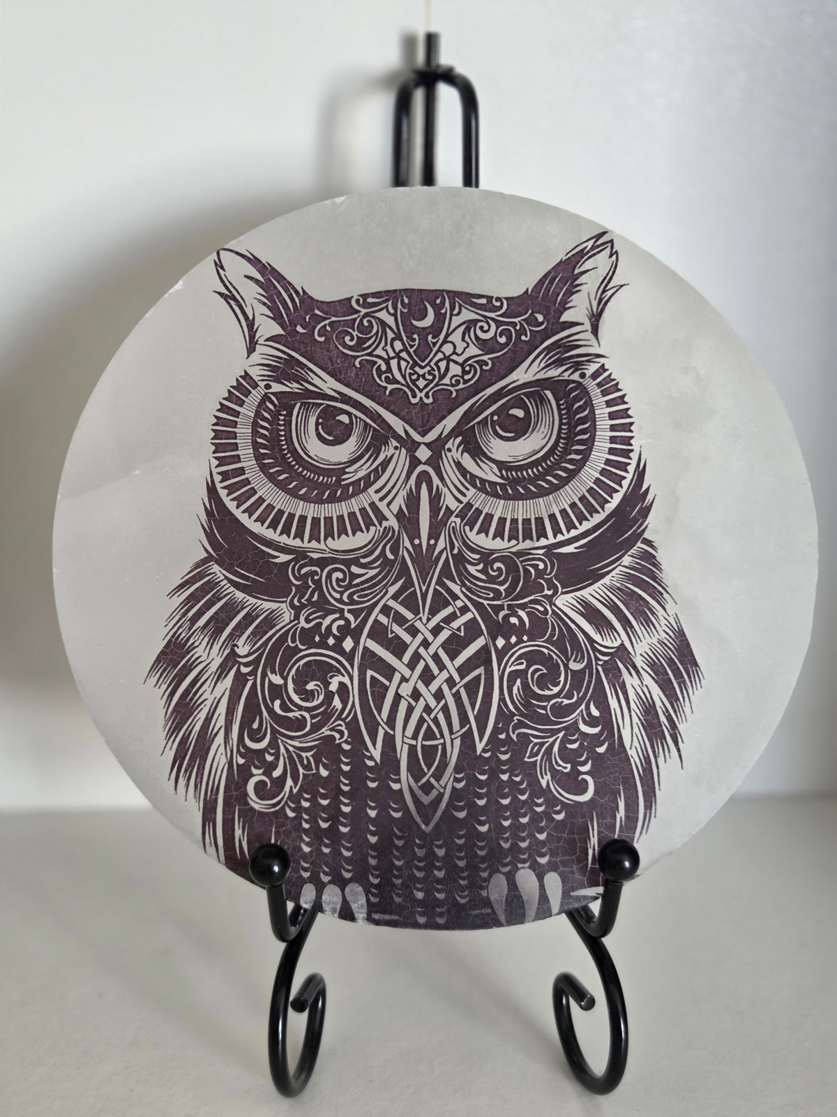 Large selenite owl plate