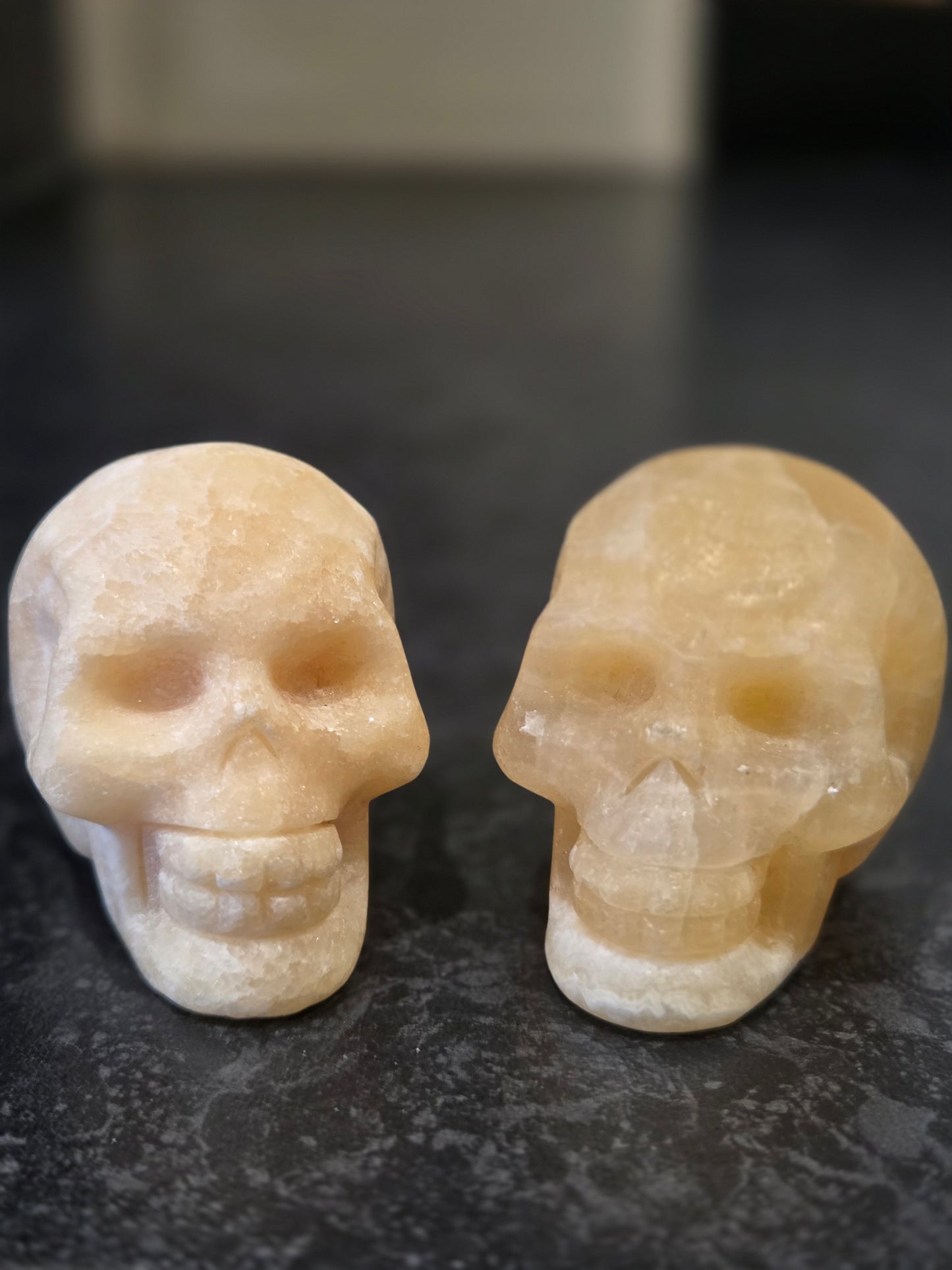Yellow Calcite skulls