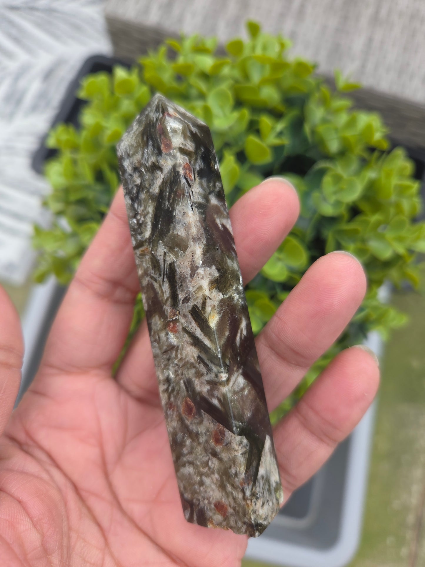 Green mica tower.