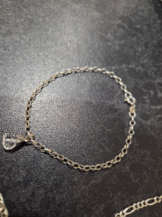 925 Sterling silver bracelet with clear quartz charm