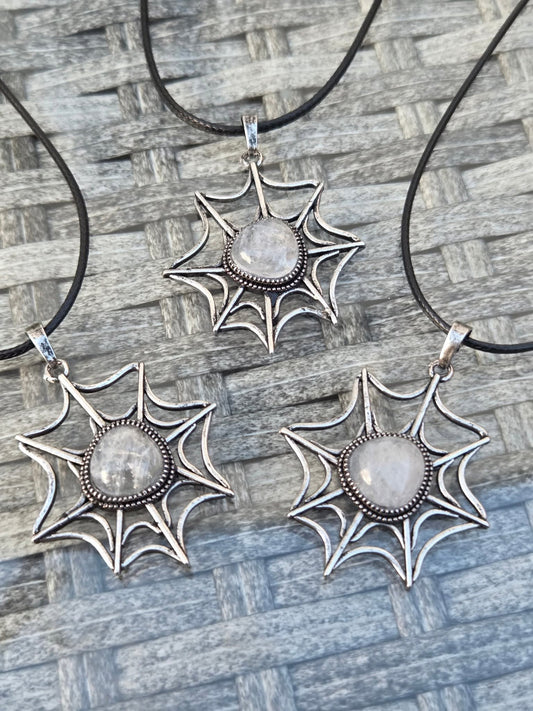 Quartz web necklaces