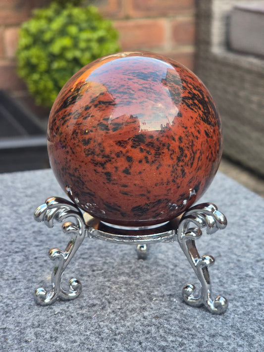 Mahogany Obsidian sphere with stand
