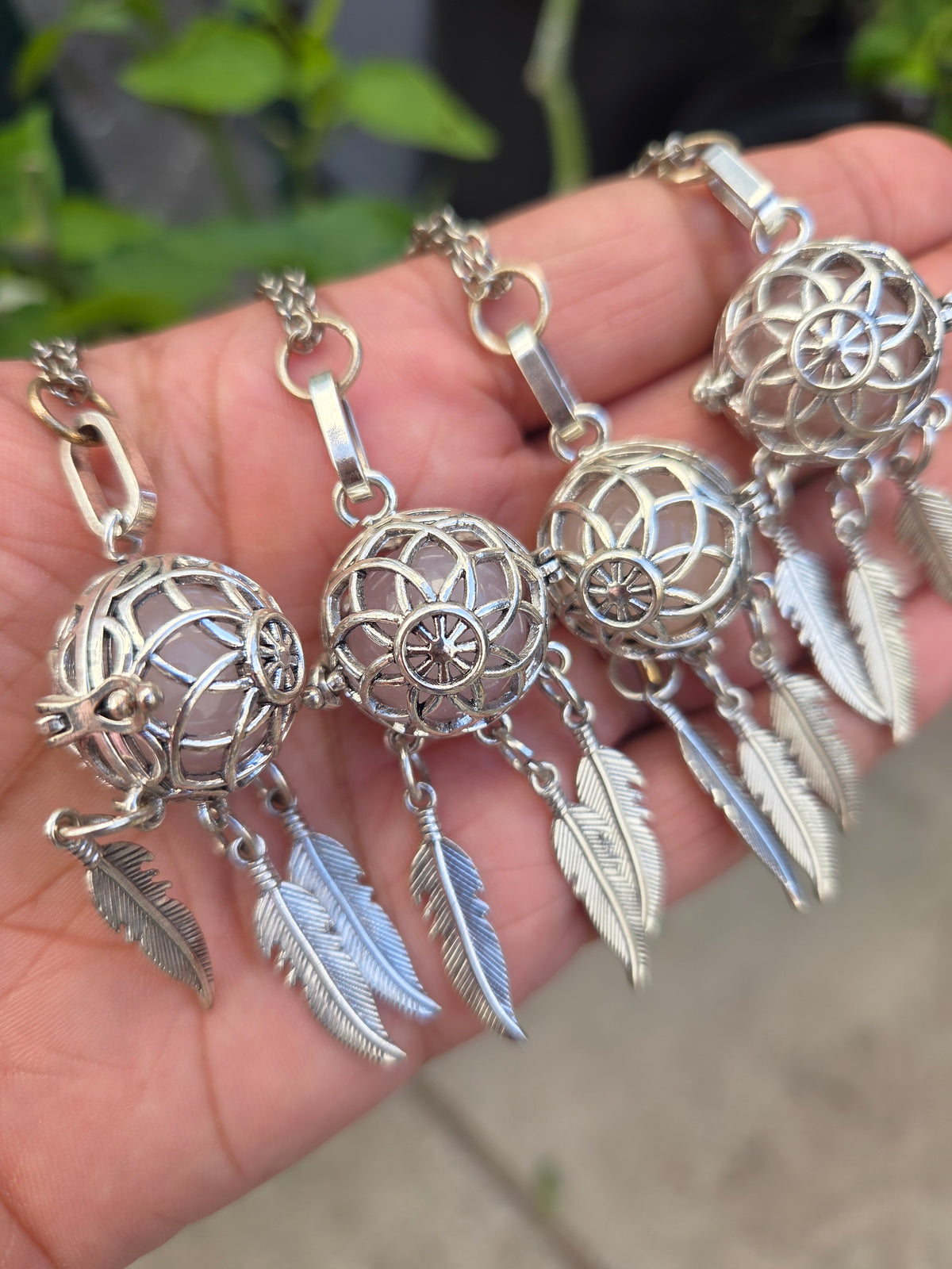 Rose quartz. Dream catcher crystal cage necklace ✨️