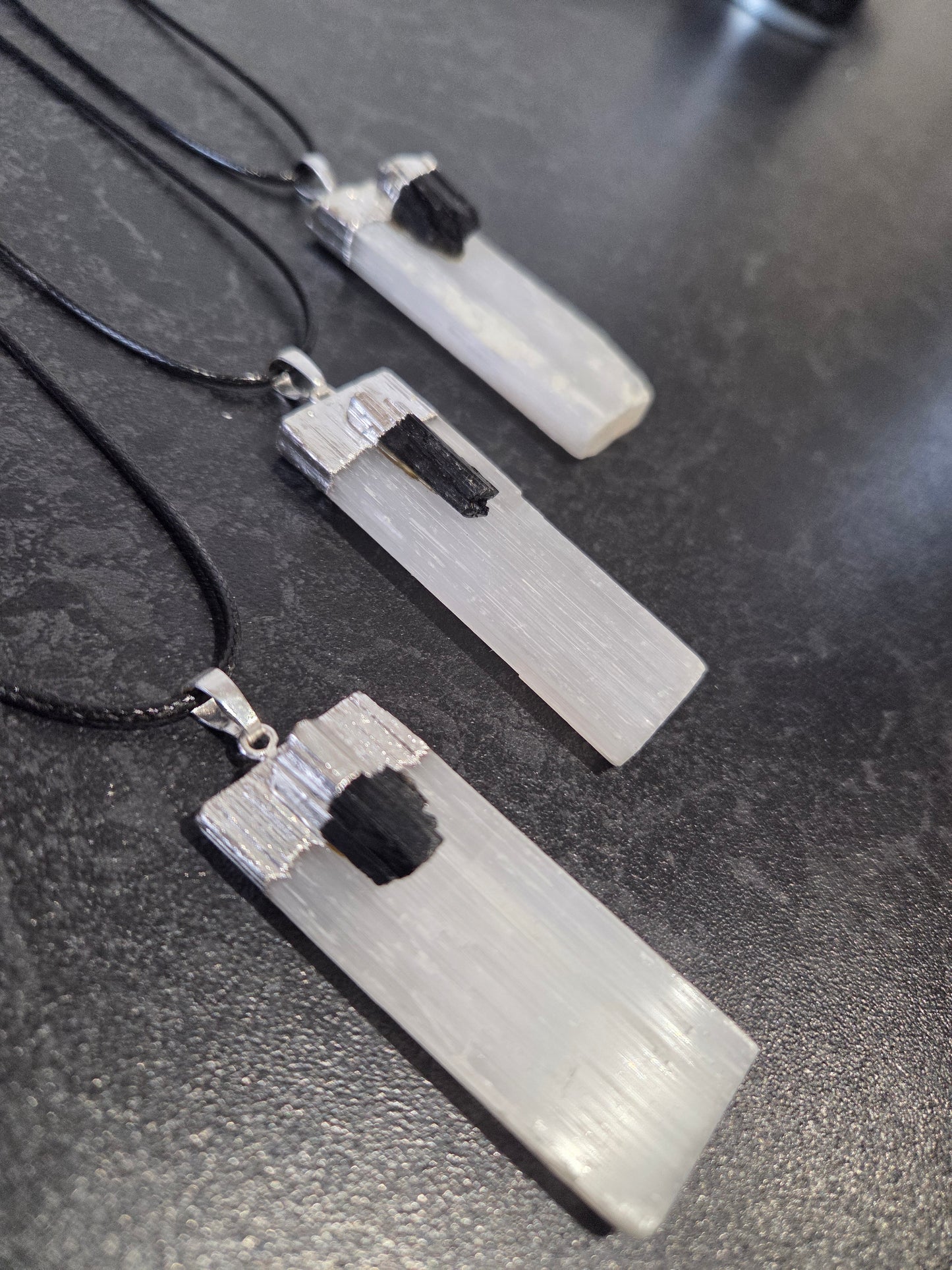 Selenite and black tourmaline
