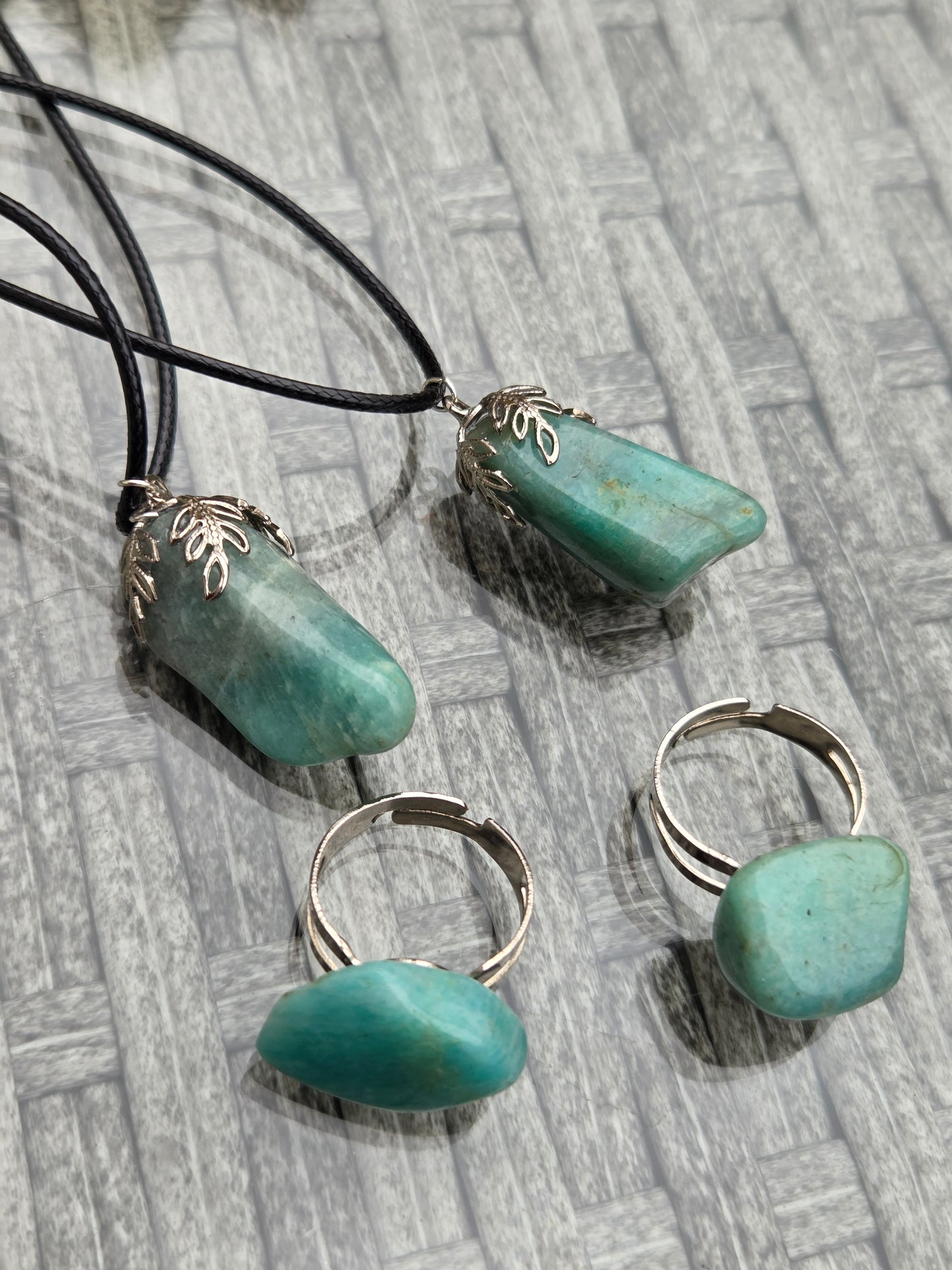 Amazonite necklace and ring.