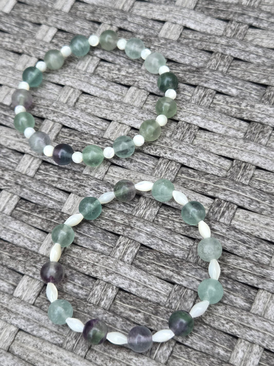 Fluorite and mother of pearl